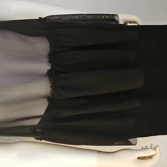 Vtg ARIZONA JEAN Co. Black Sheer Mesh Ruffle Trouble Maker Embroidered Top - Picture 5 of 7